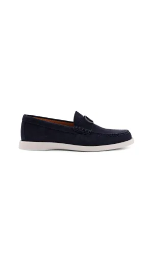 Granville Suede Loafers With Iconic Monogram - Blue