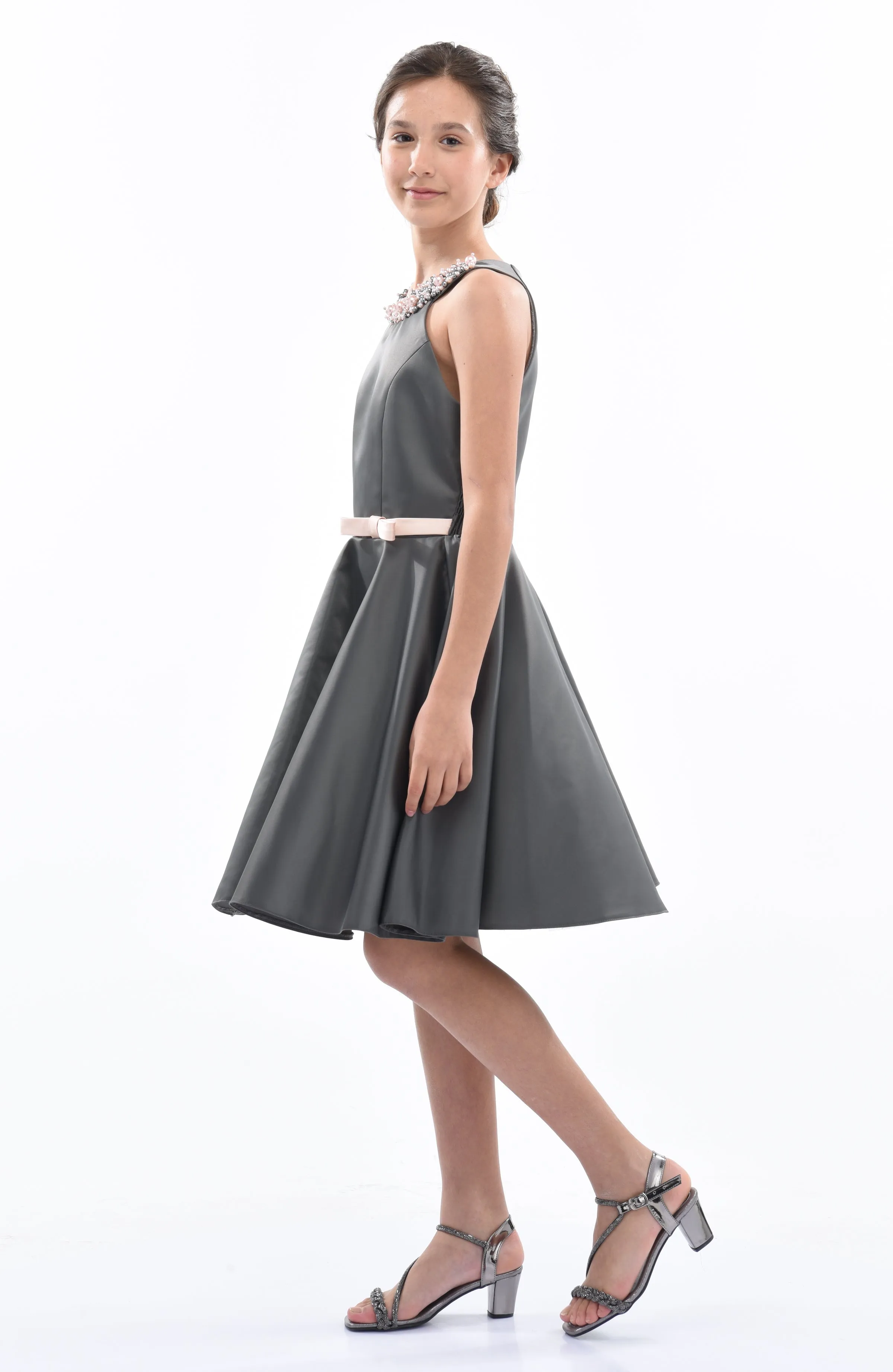 Gray Cardona Pearl Halter Dress