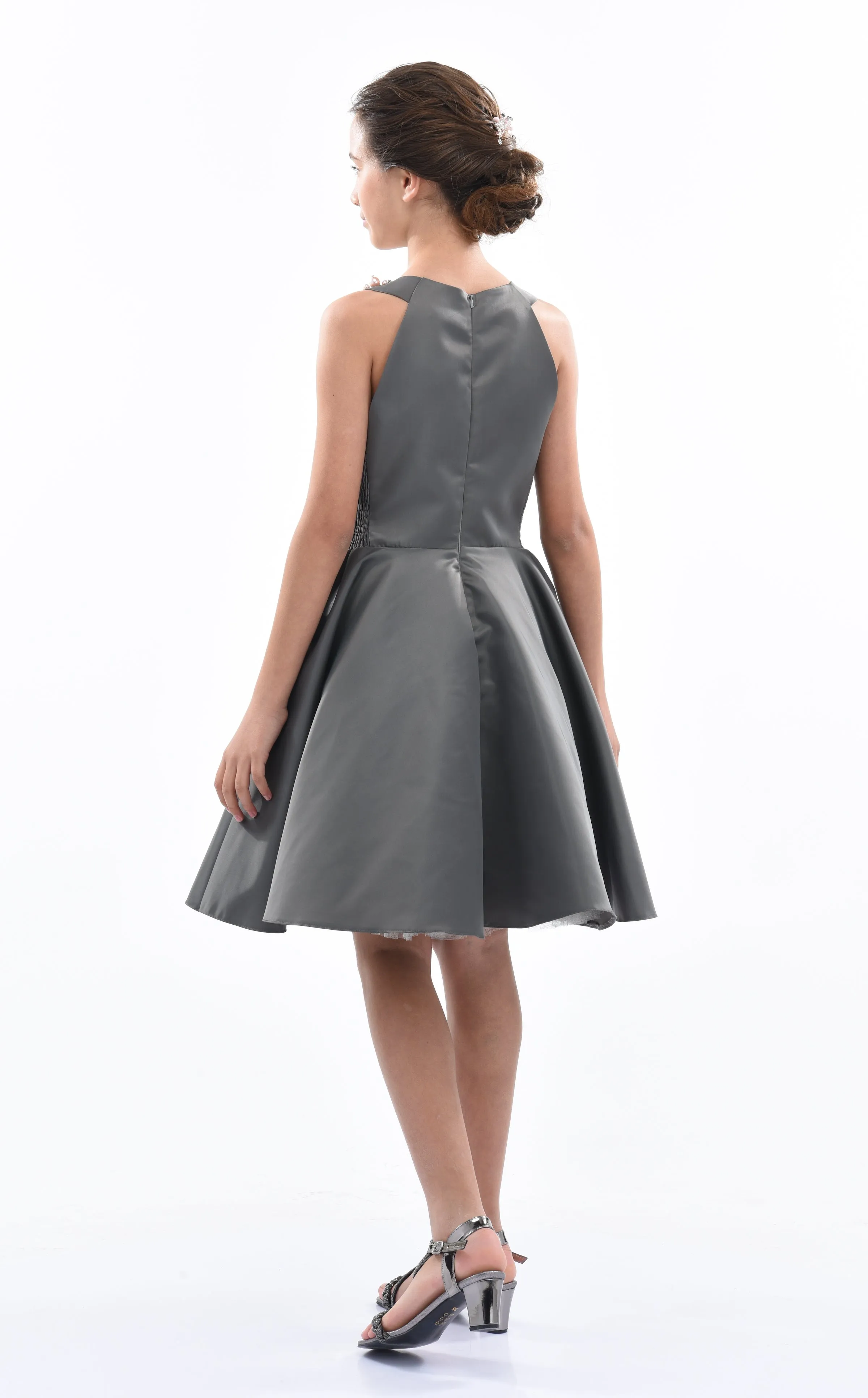 Gray Cardona Pearl Halter Dress