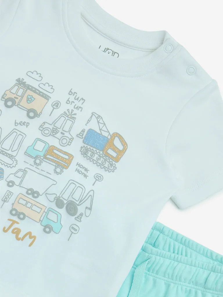 HOP Baby Multicolour Printed Cotton T-Shirt with Shorts Set