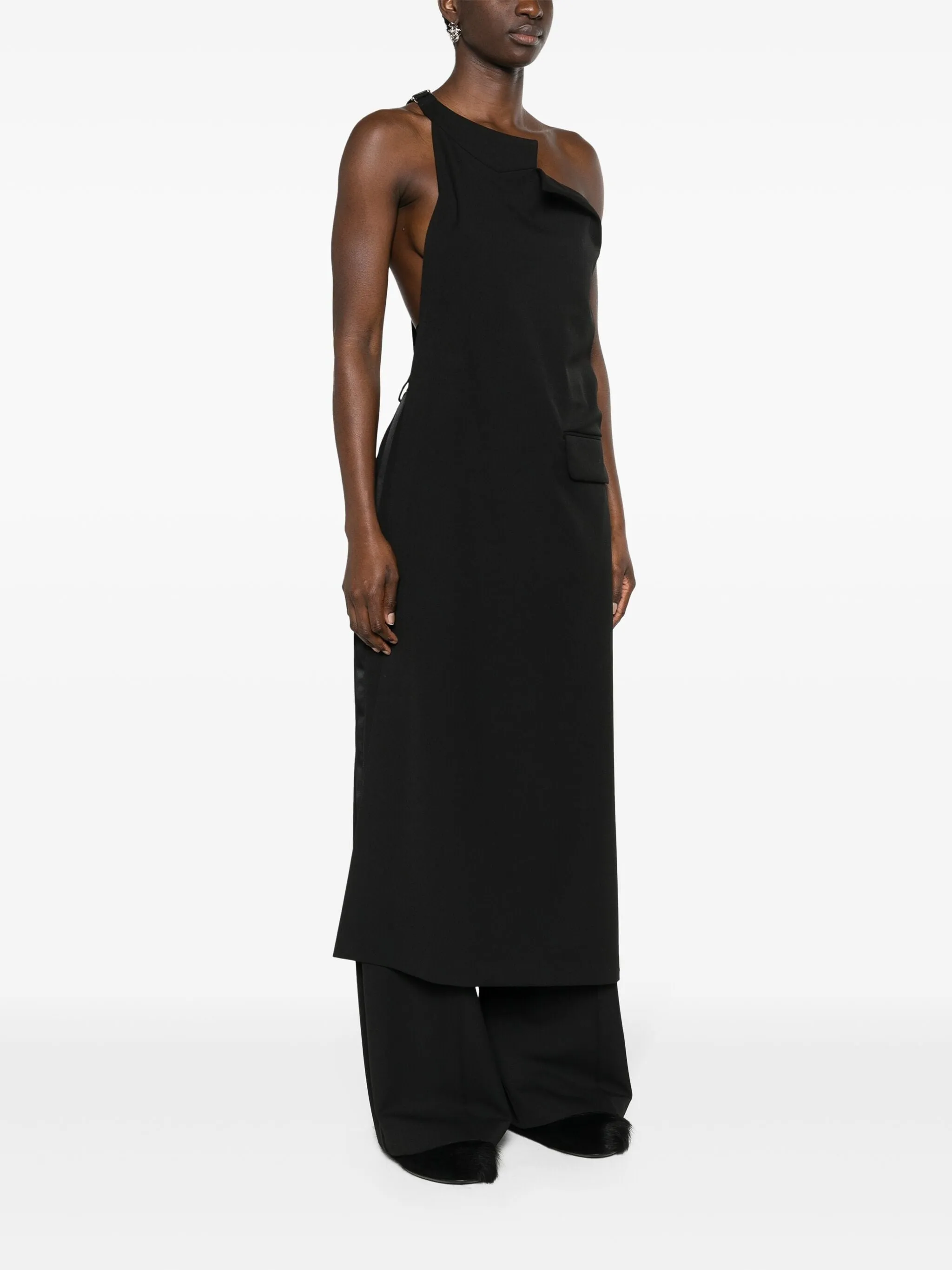 INTERLOCK TWILL WEAVE ASYMMETRIC-NECK TWILL TOP