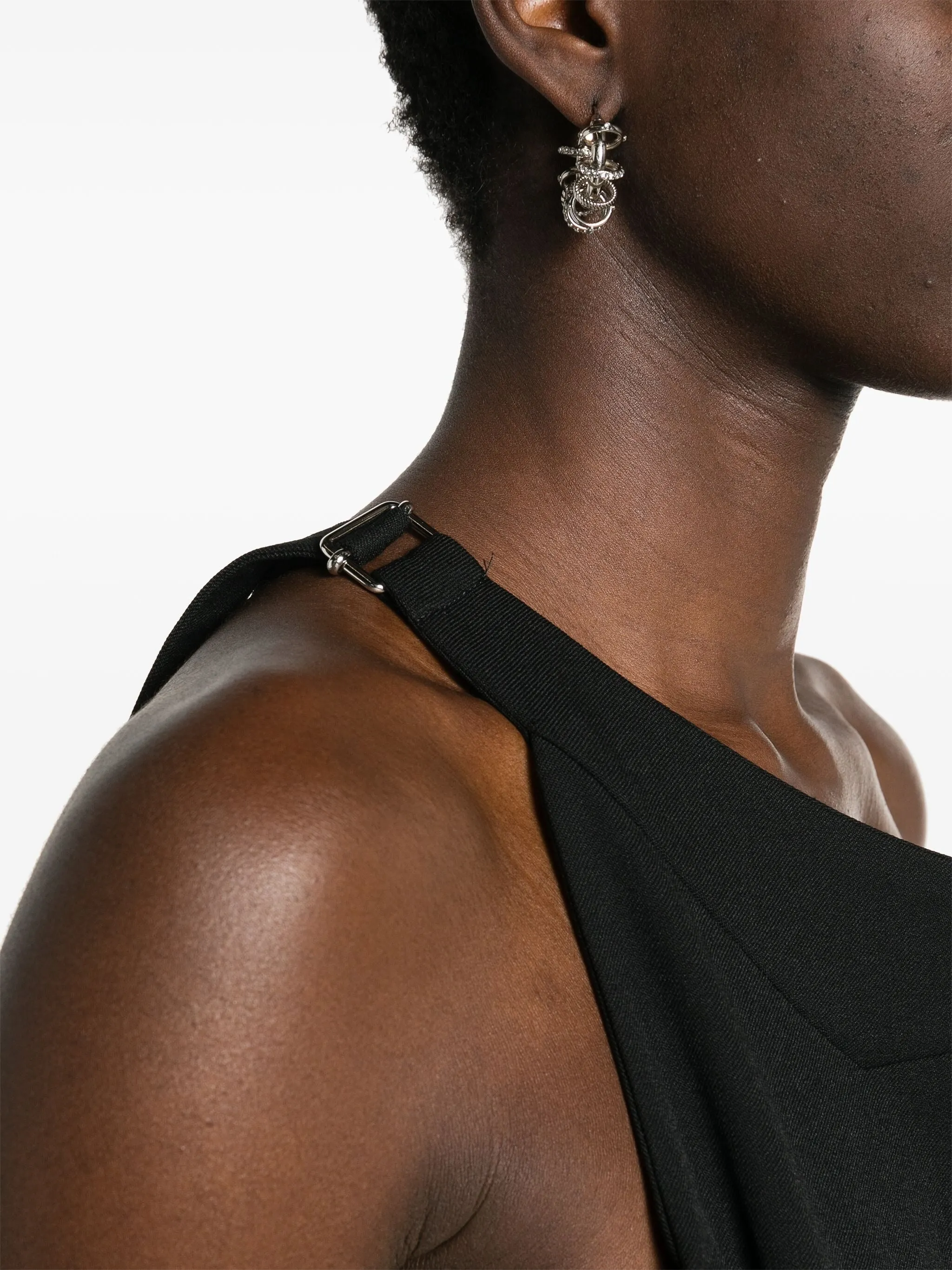 INTERLOCK TWILL WEAVE ASYMMETRIC-NECK TWILL TOP
