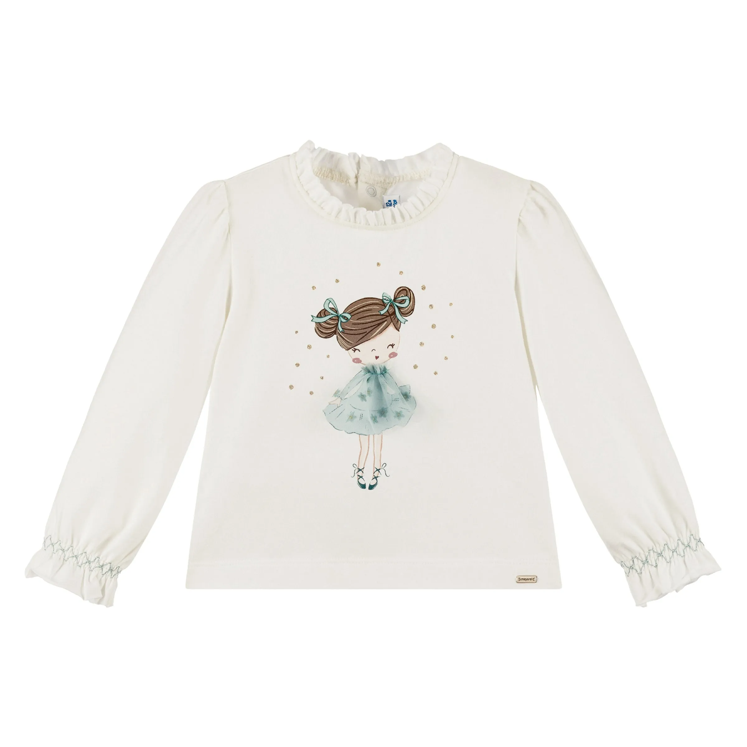 Ivory Ballerina Ruffle Graphic Shirt