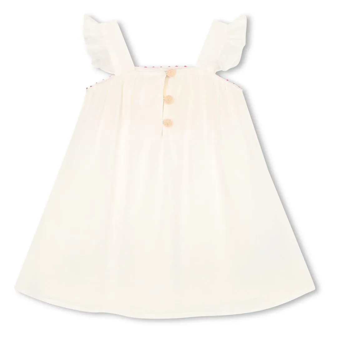 Ivory Sleeveless Embroidered Dress