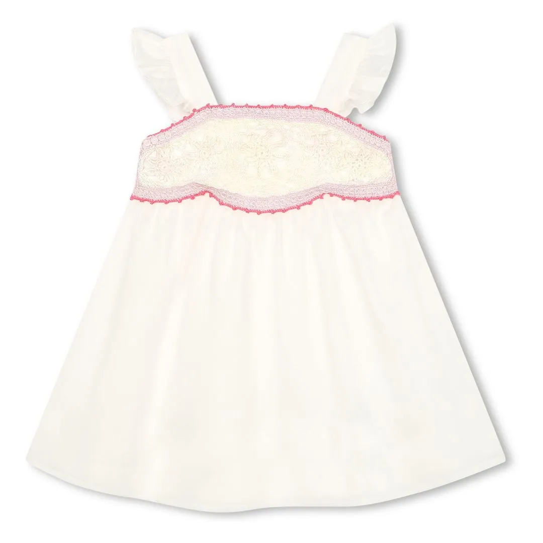 Ivory Sleeveless Embroidered Dress