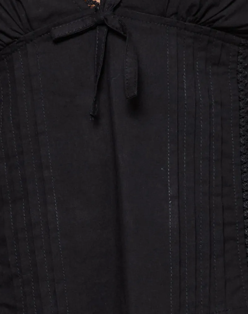 Jepuni Cami Top in Black Poplin