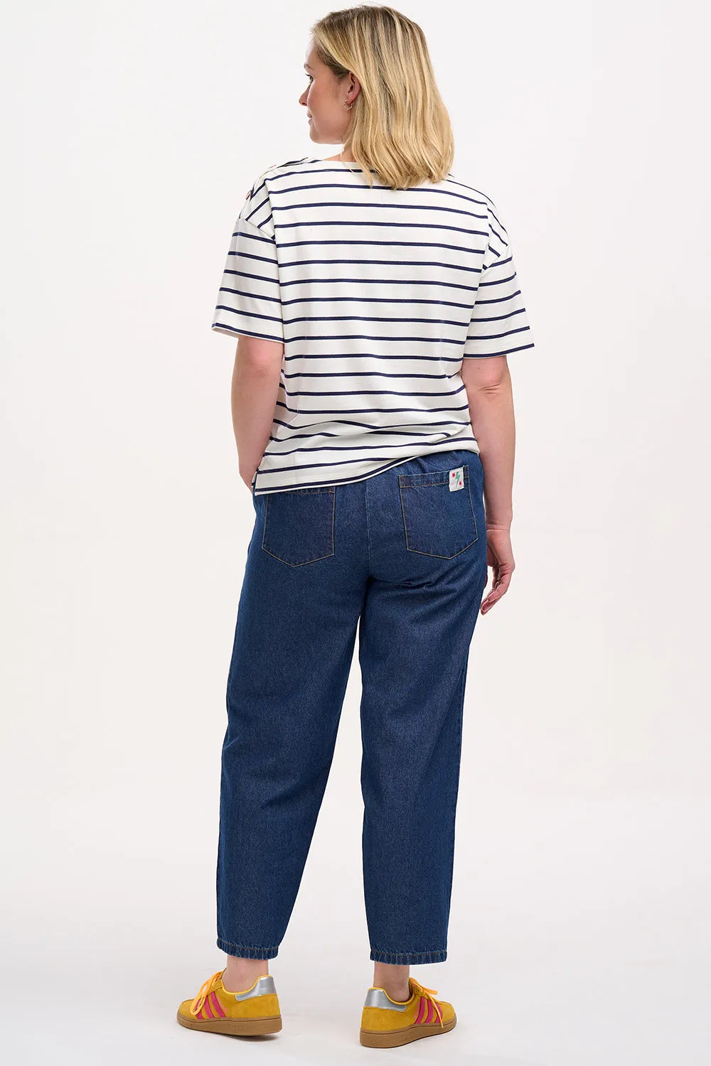 Kirby Breton Tee Top - Off-White/Navy. Split Heart