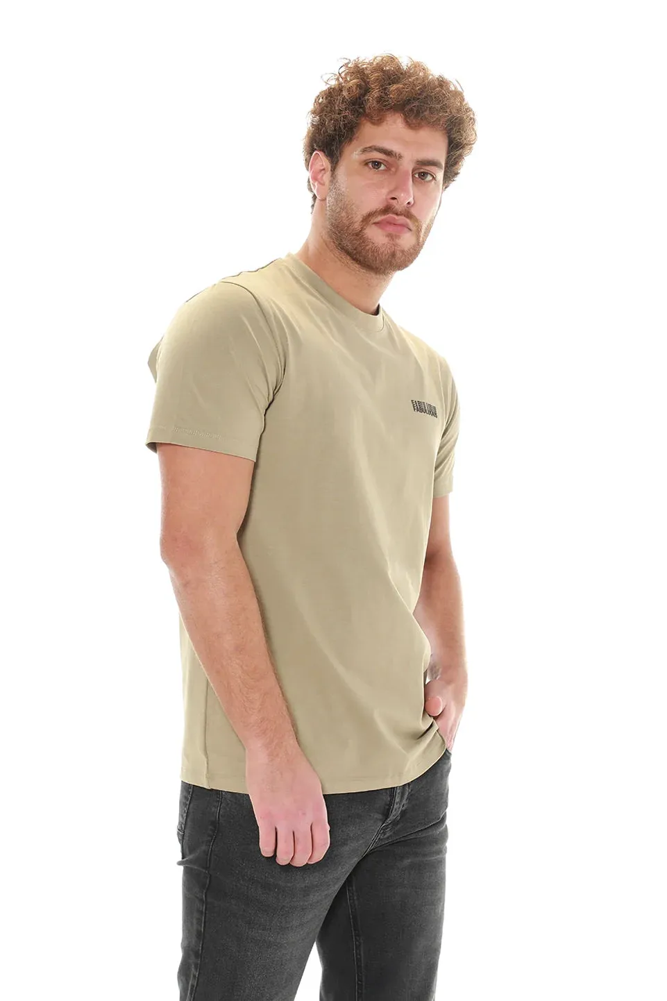 Light Khaki T-shirt With Fabuluous Front Design