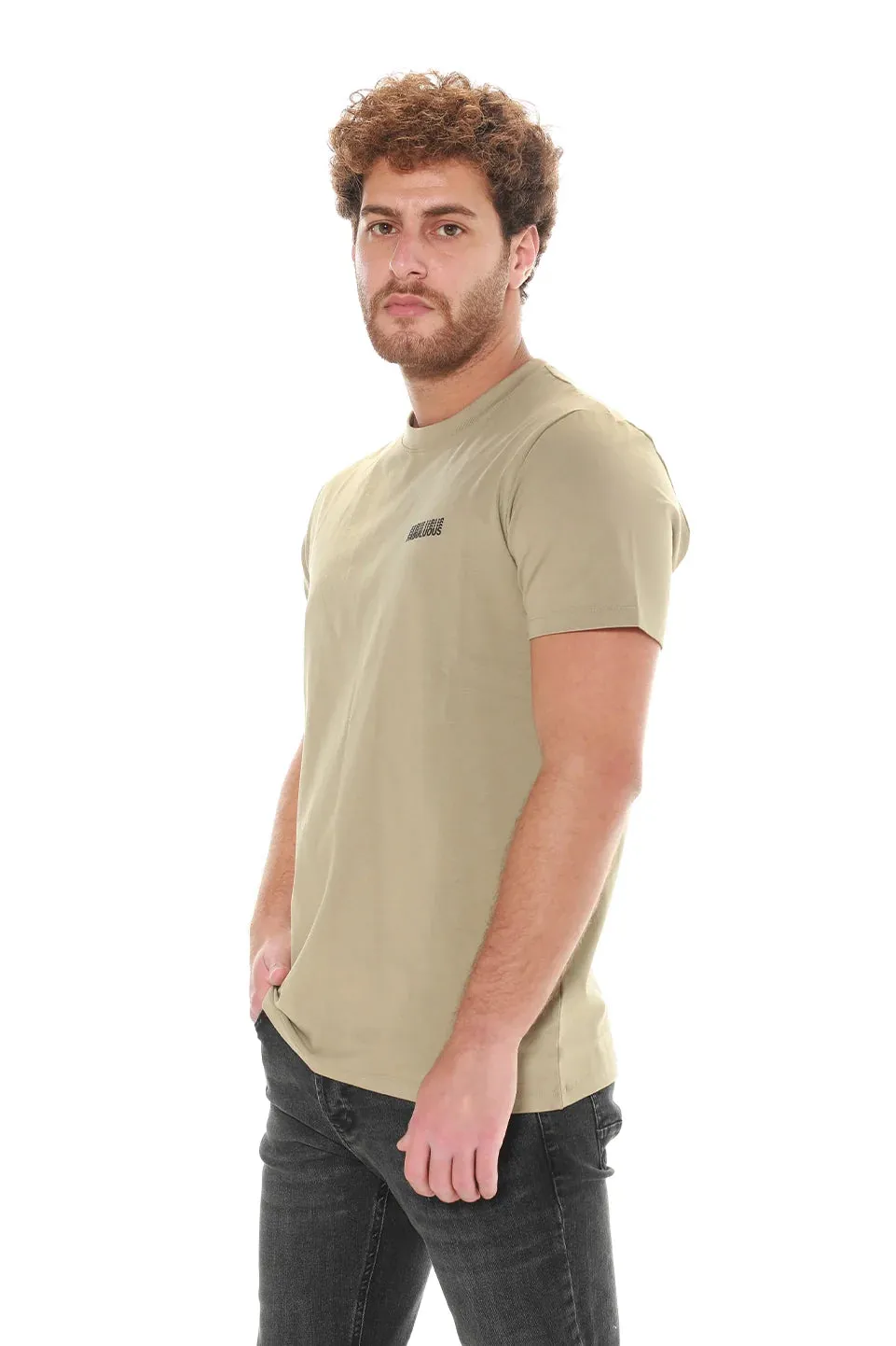 Light Khaki T-shirt With Fabuluous Front Design
