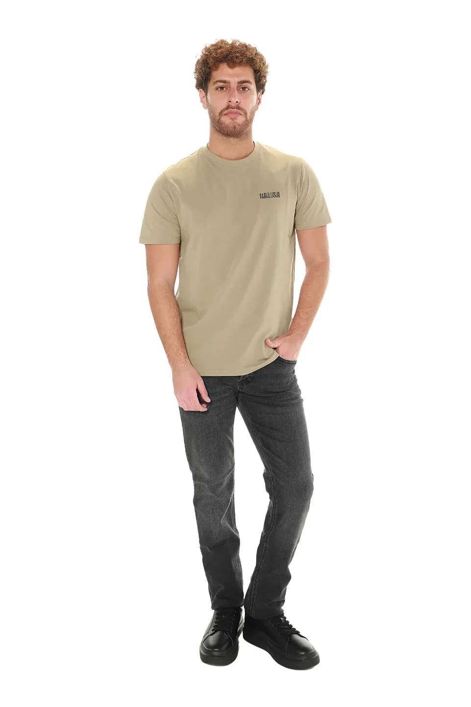 Light Khaki T-shirt With Fabuluous Front Design
