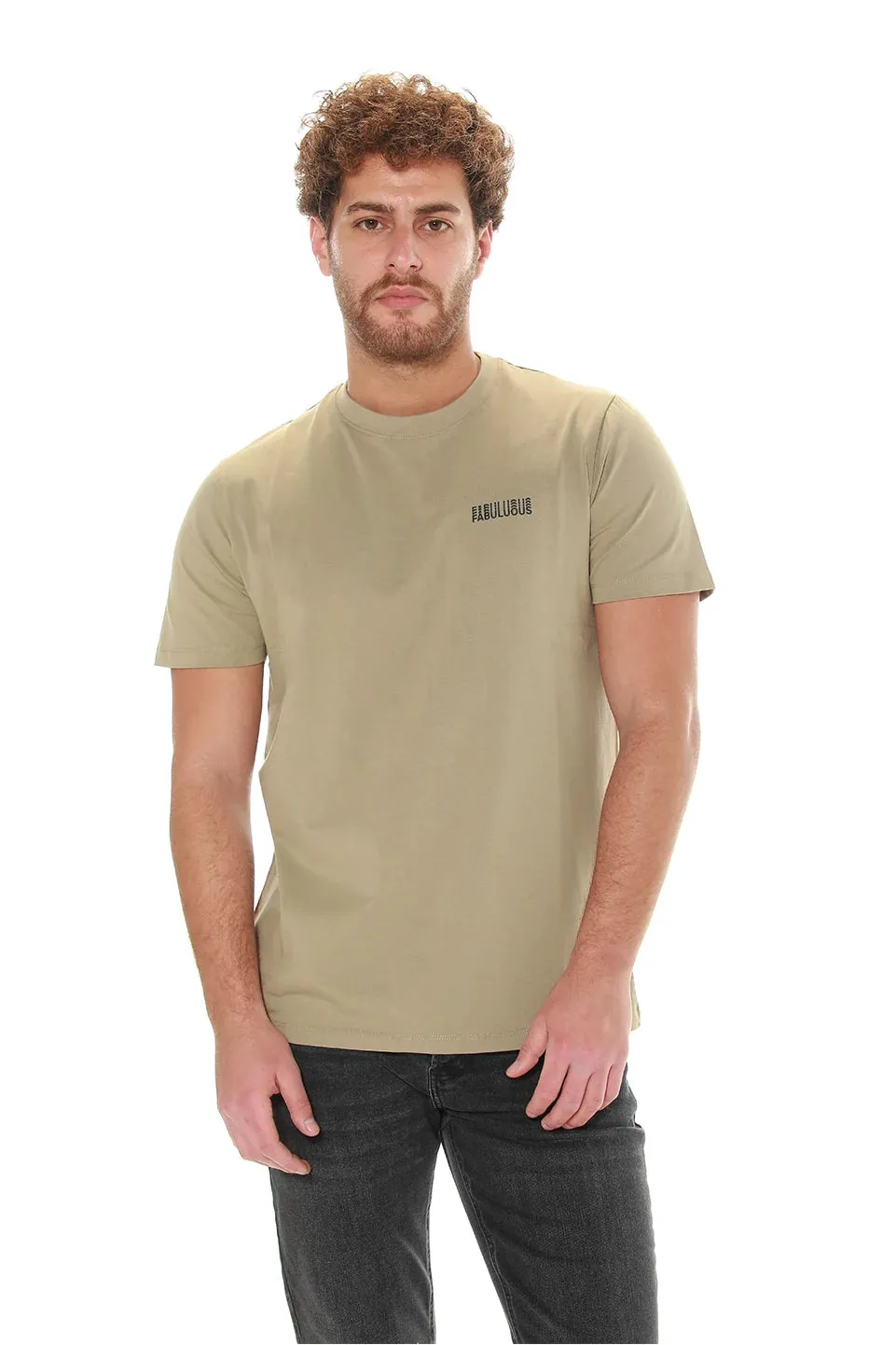 Light Khaki T-shirt With Fabuluous Front Design