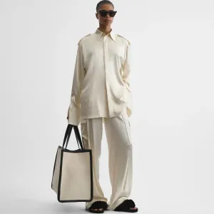 LIQUID UTILITY SHIRT | cream silk satin