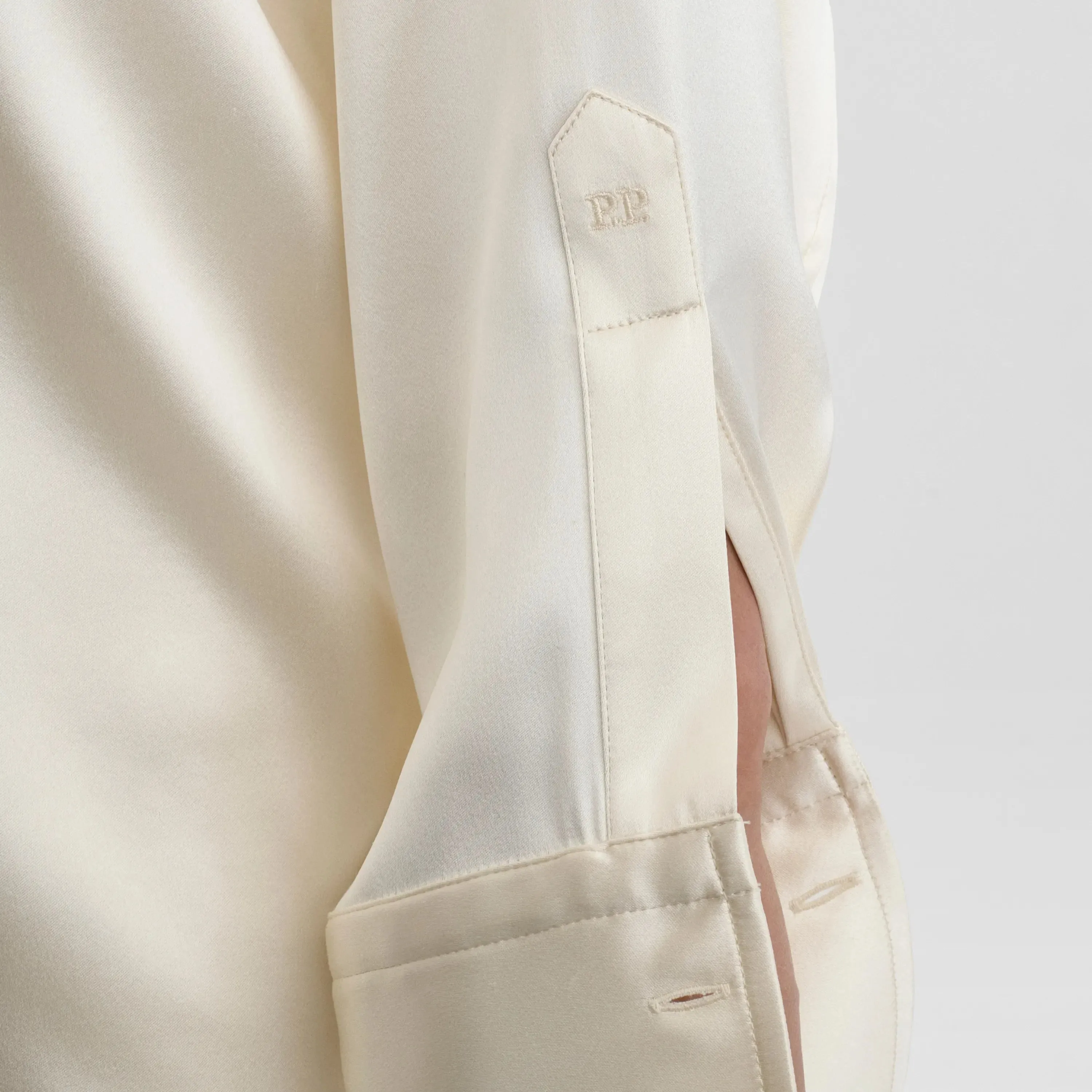 LIQUID UTILITY SHIRT | cream silk satin