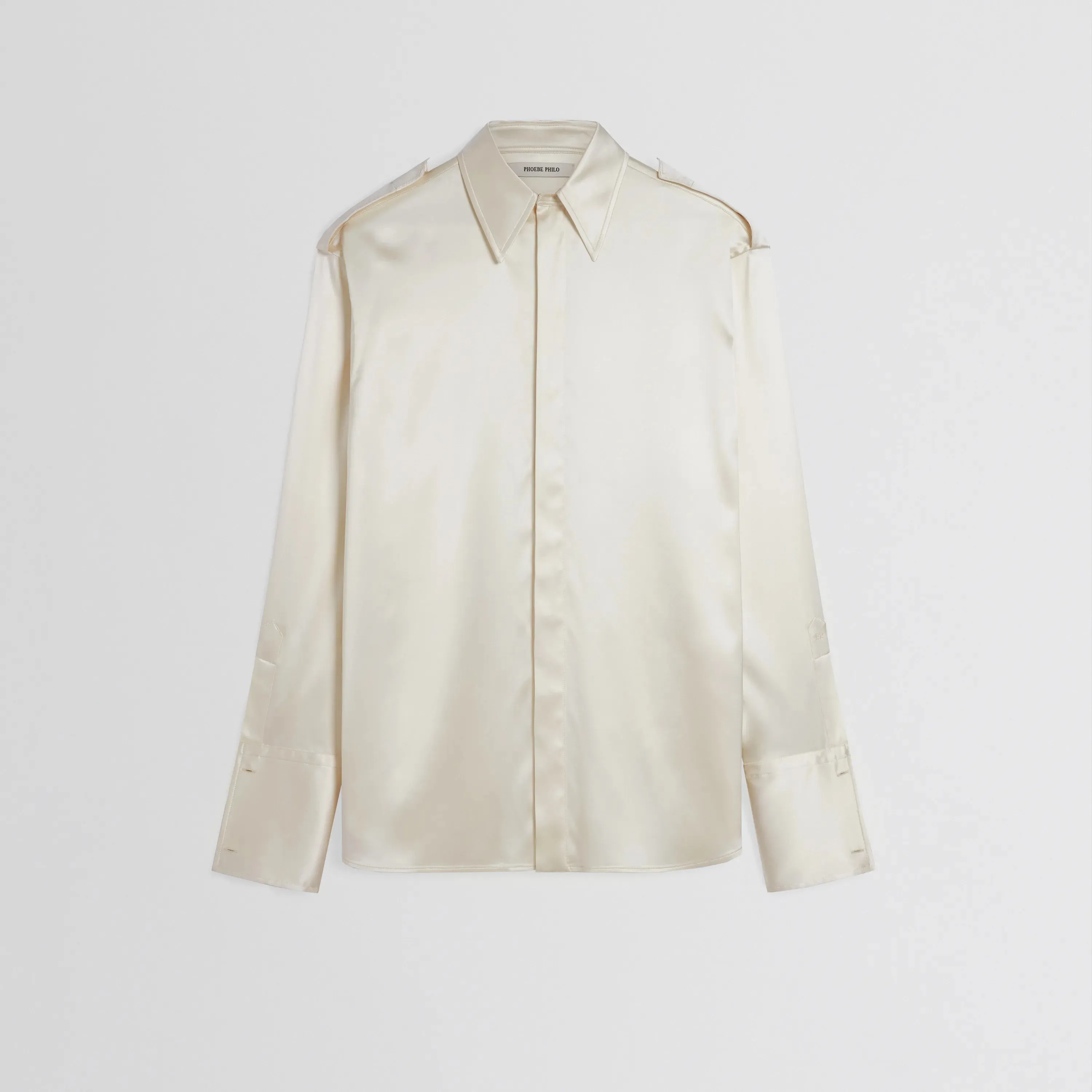 LIQUID UTILITY SHIRT | cream silk satin