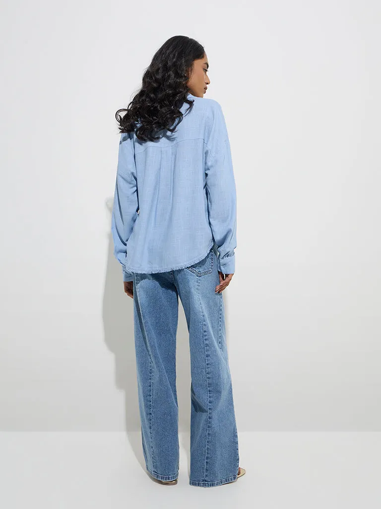 LOV Blue Faded Relaxed-Fit Mid-Rise Jeans