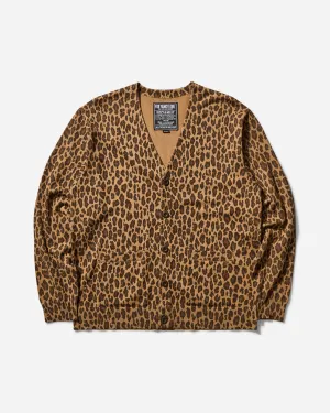 Men's Leopard Pattern Cardigan Beige