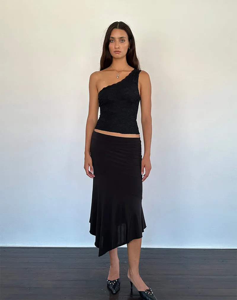 Moira One Shoulder Lace Top in Black