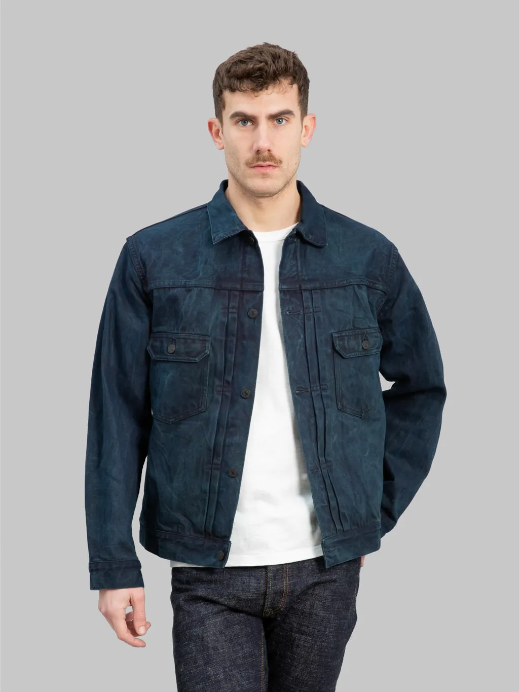 Momotaro MXGJ10024A Mud & Natural Indigo Dyed Type II Denim Jacket