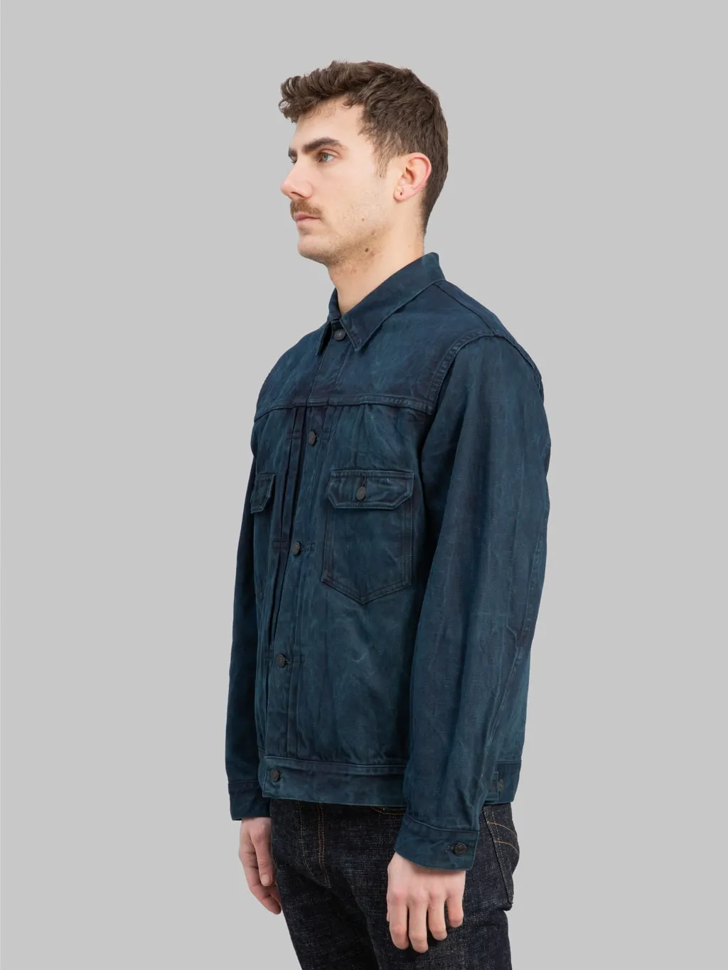Momotaro MXGJ10024A Mud & Natural Indigo Dyed Type II Denim Jacket