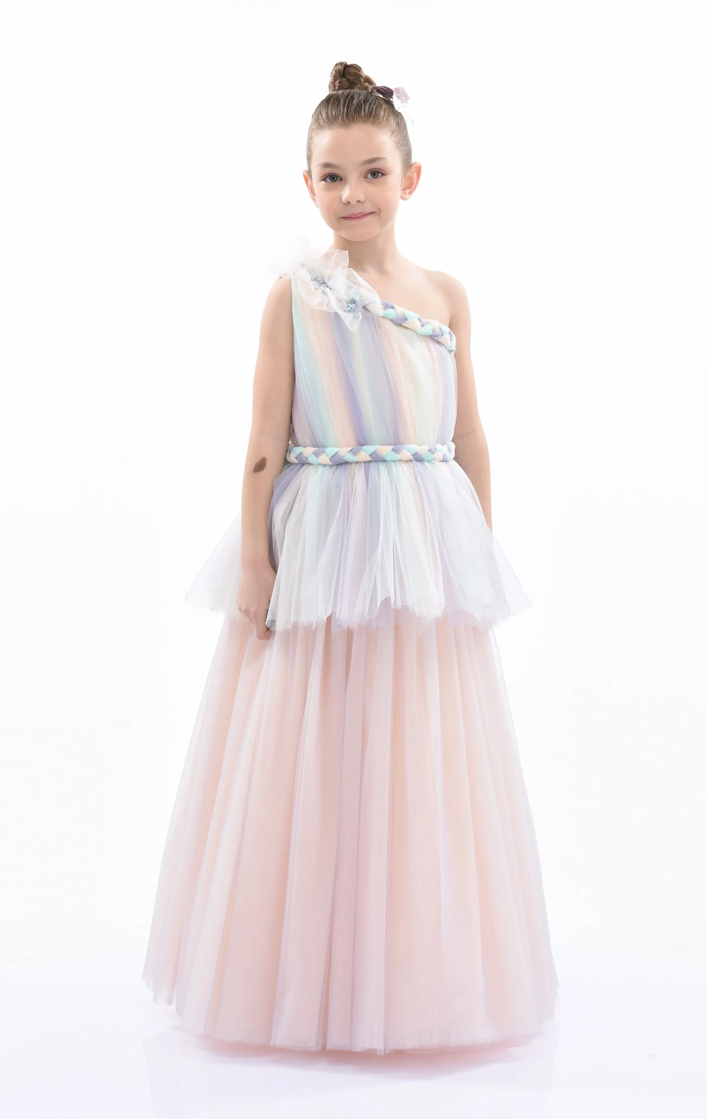 Multicolor Apollo Iridescent Tulle Gown