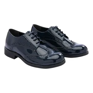 Navy Patent Brogue Dress Shoes