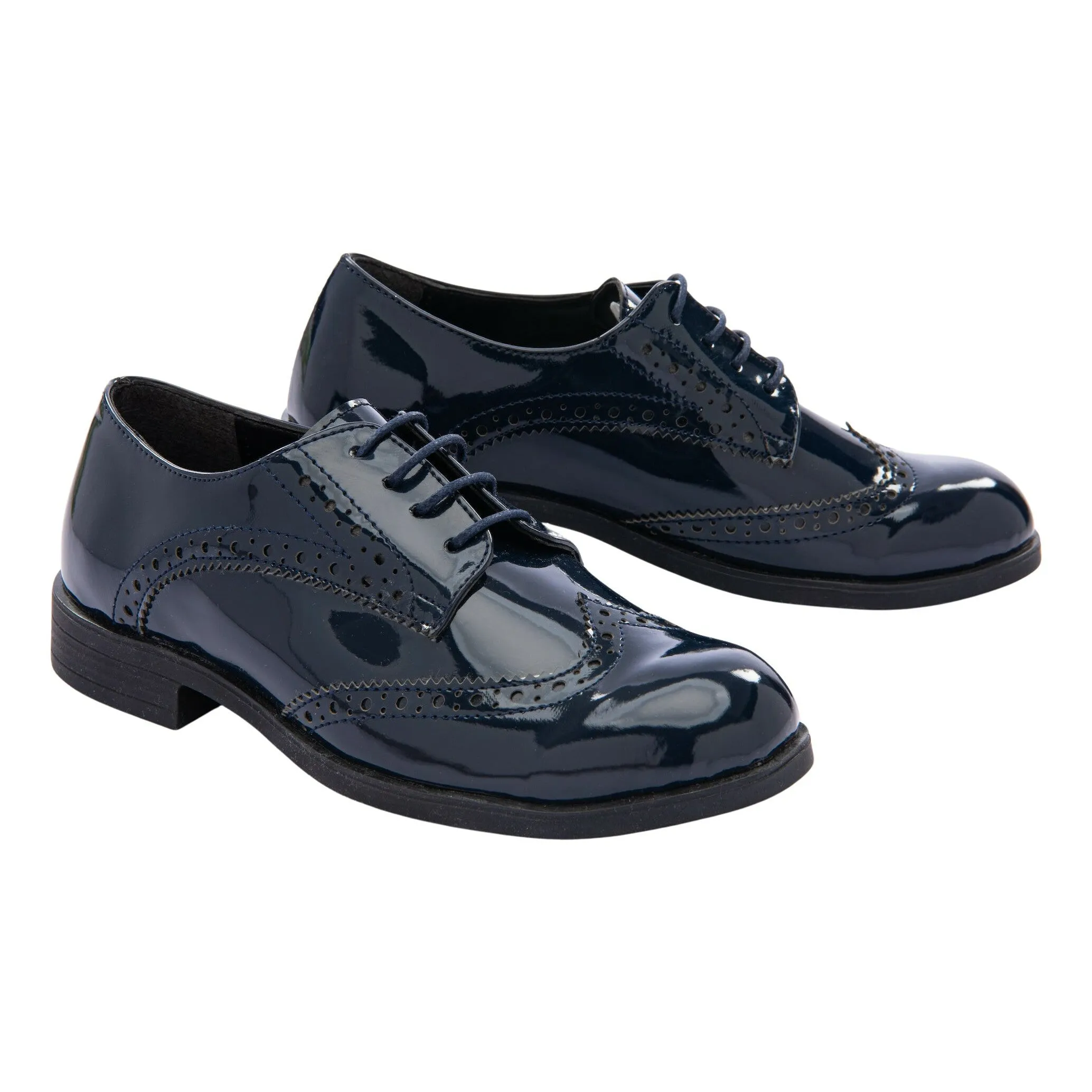 Navy Patent Brogue Dress Shoes