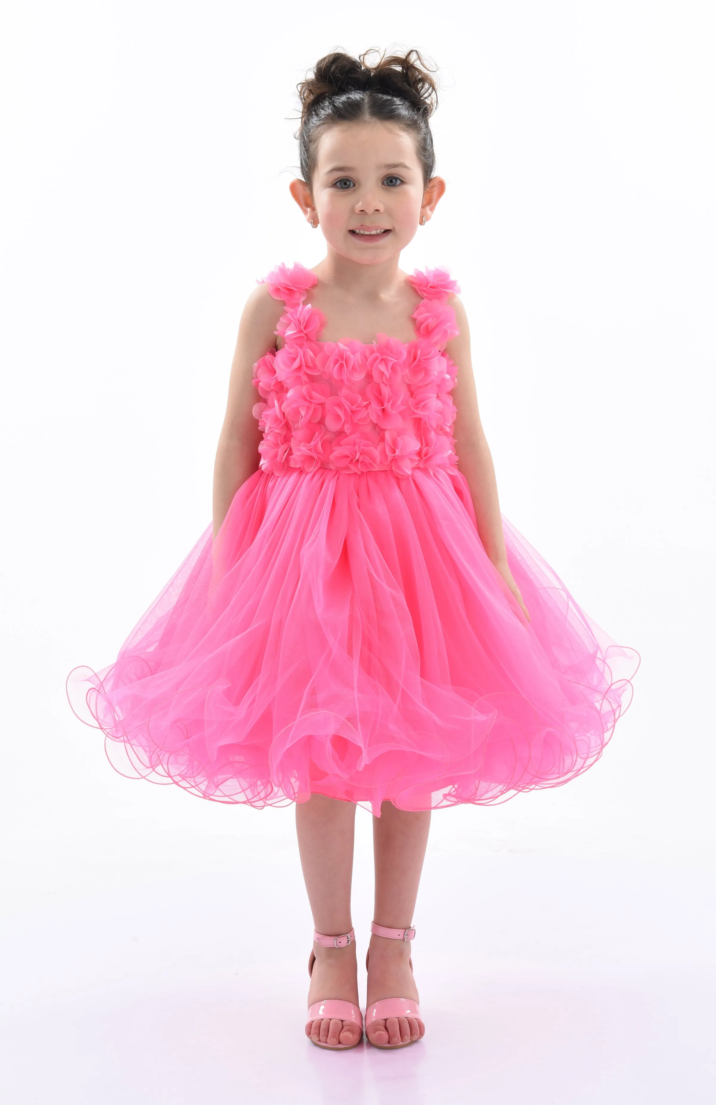 Neon Pink Rose Campanula Dress