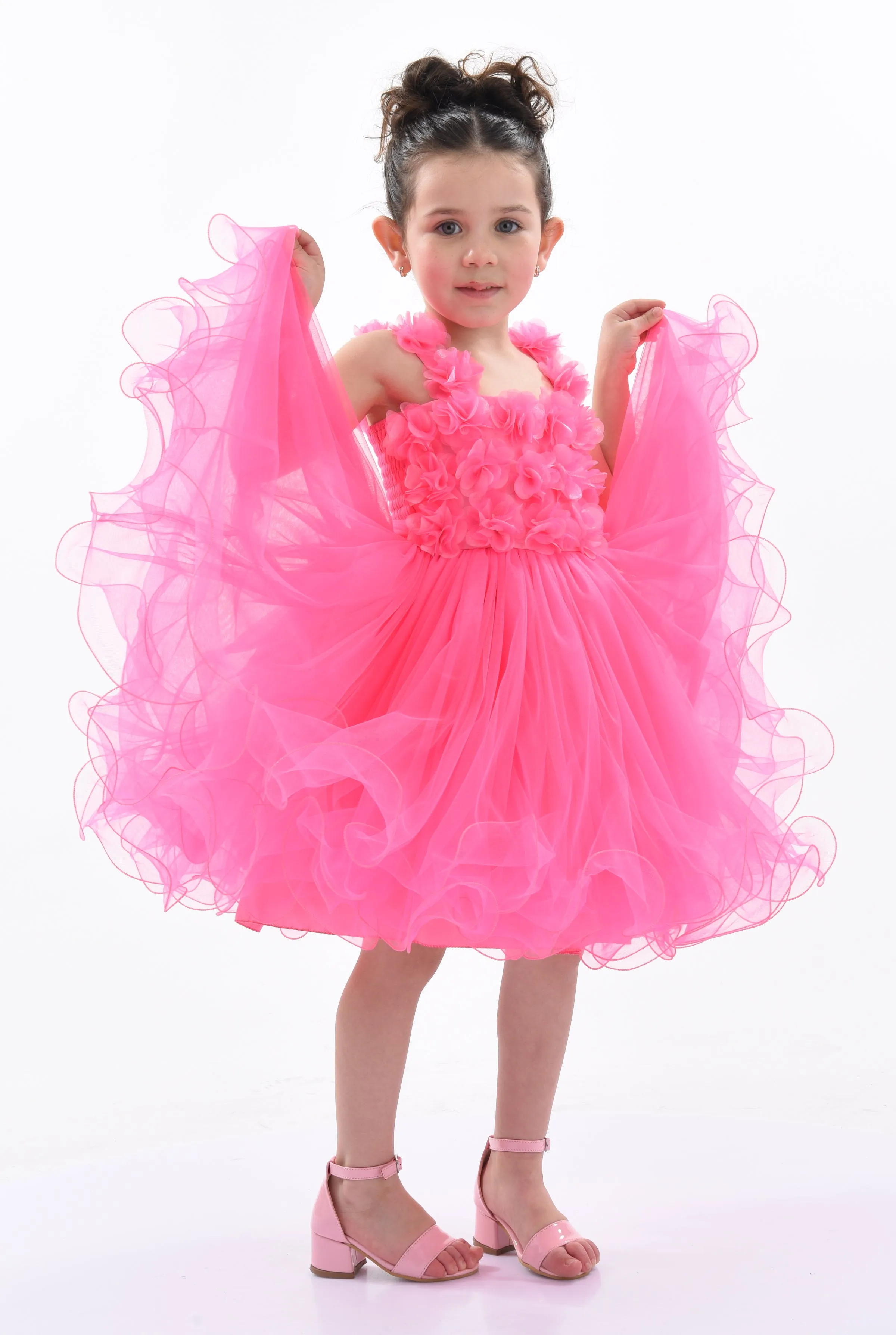 Neon Pink Rose Campanula Dress