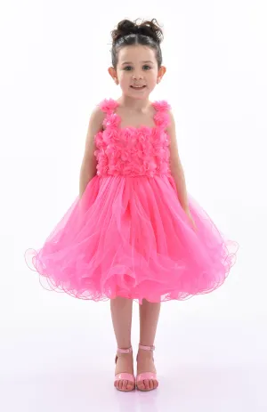 Neon Pink Rose Campanula Dress