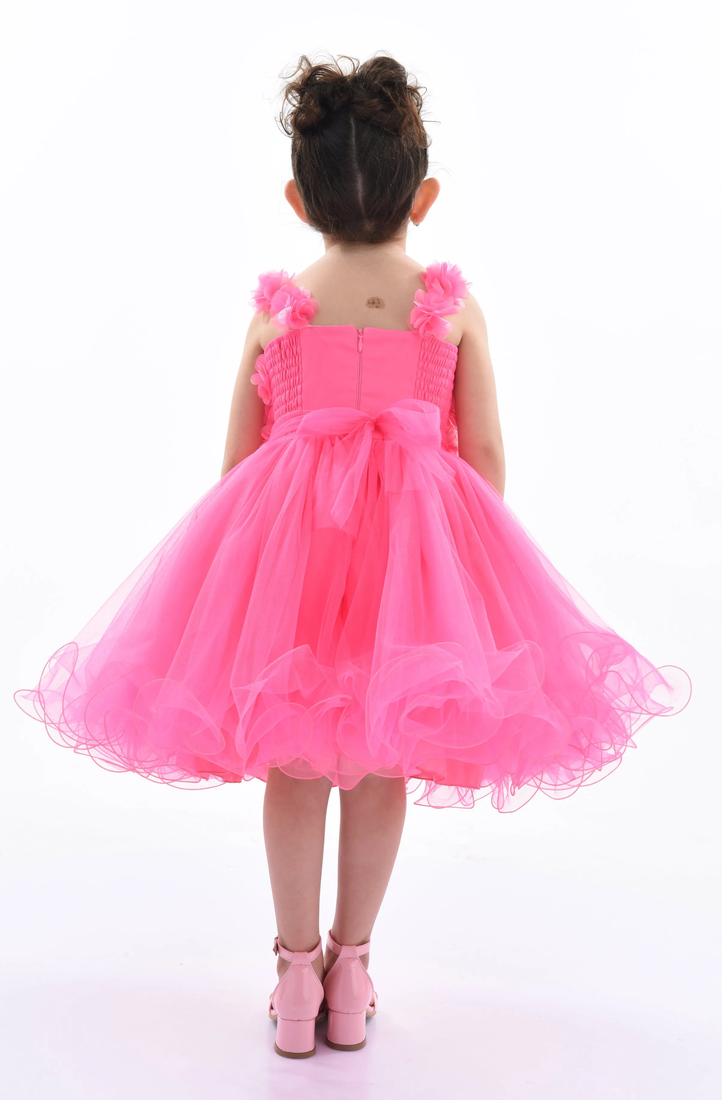 Neon Pink Rose Campanula Dress