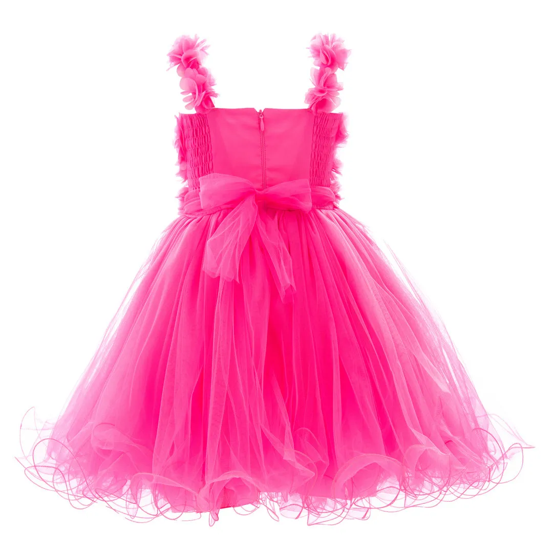 Neon Pink Rose Campanula Dress