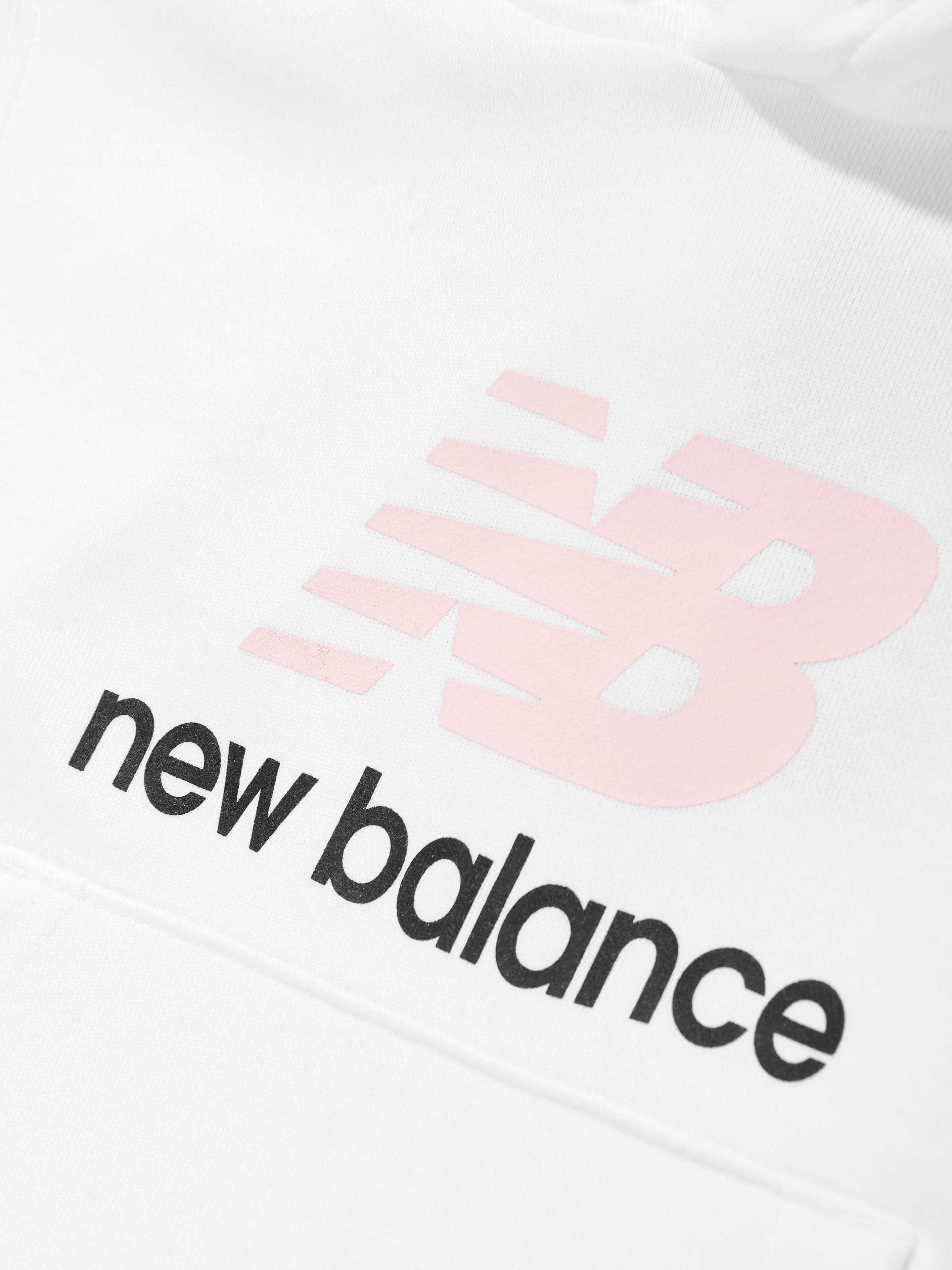New Balance Girls French Terry Stacked Logo Hoodie in White
