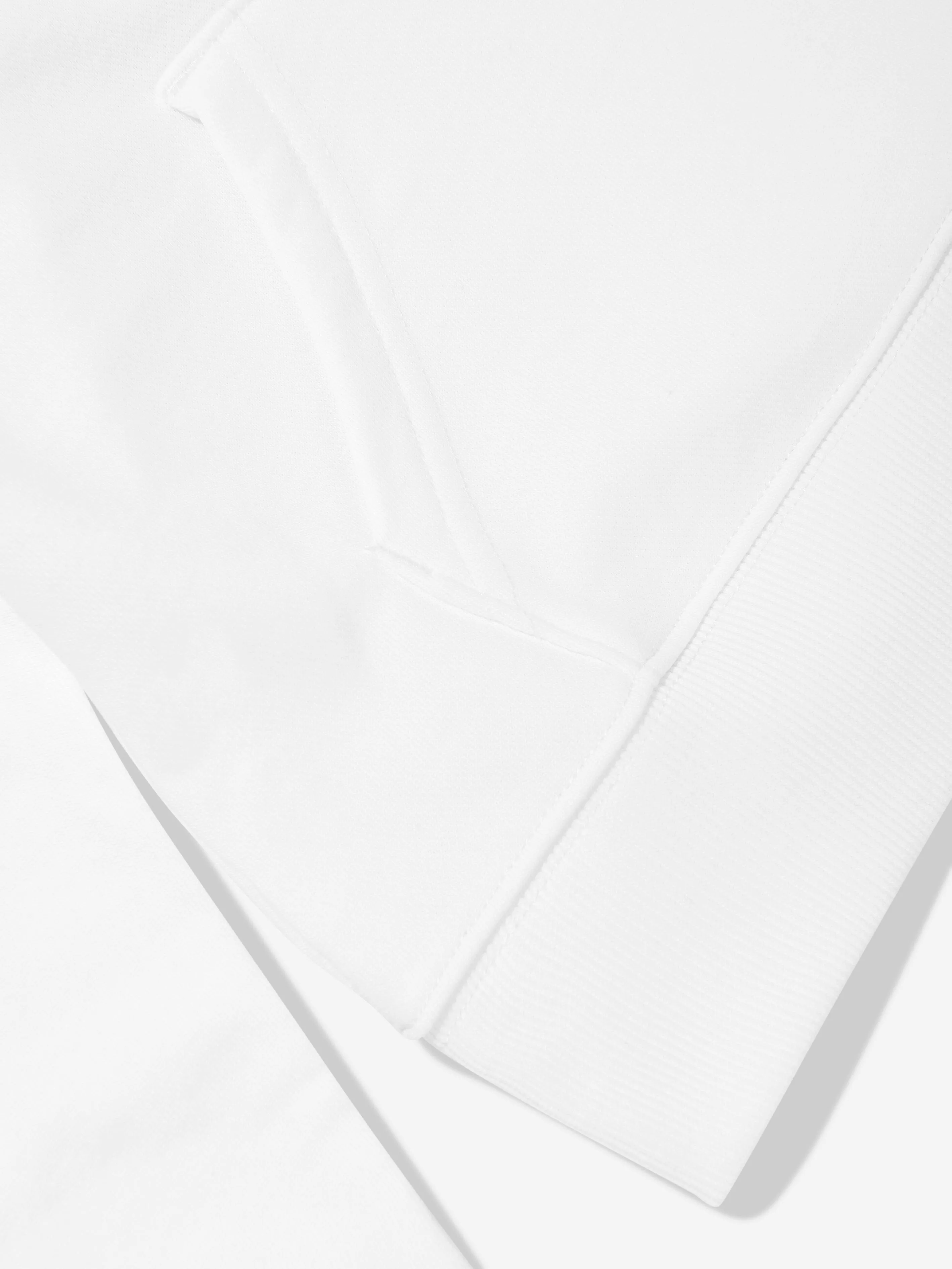 New Balance Girls French Terry Stacked Logo Hoodie in White