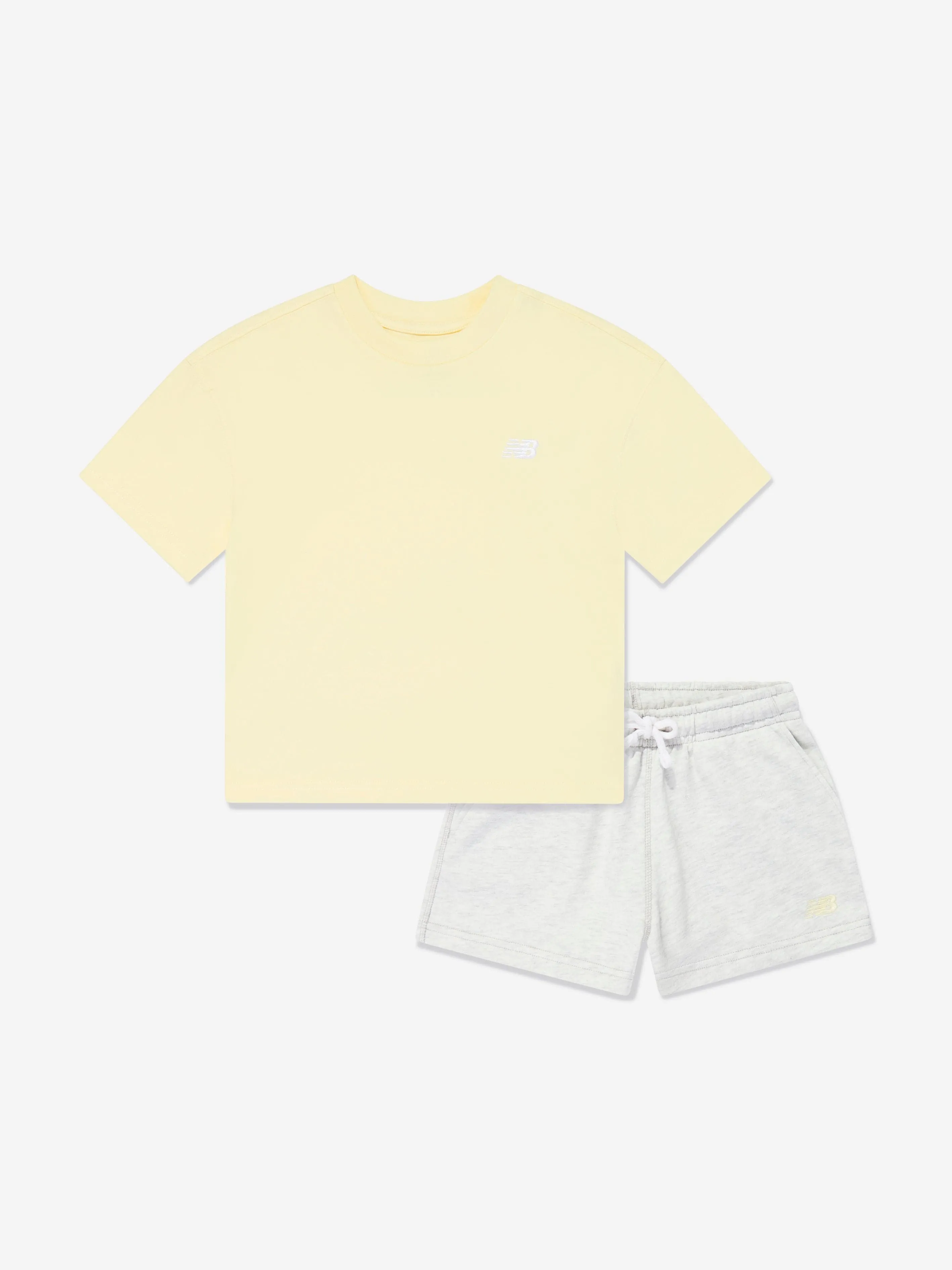 New Balance Girls Small Logo T-Shirt and Shorts Set in Yellow