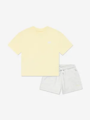 New Balance Girls Small Logo T-Shirt and Shorts Set in Yellow