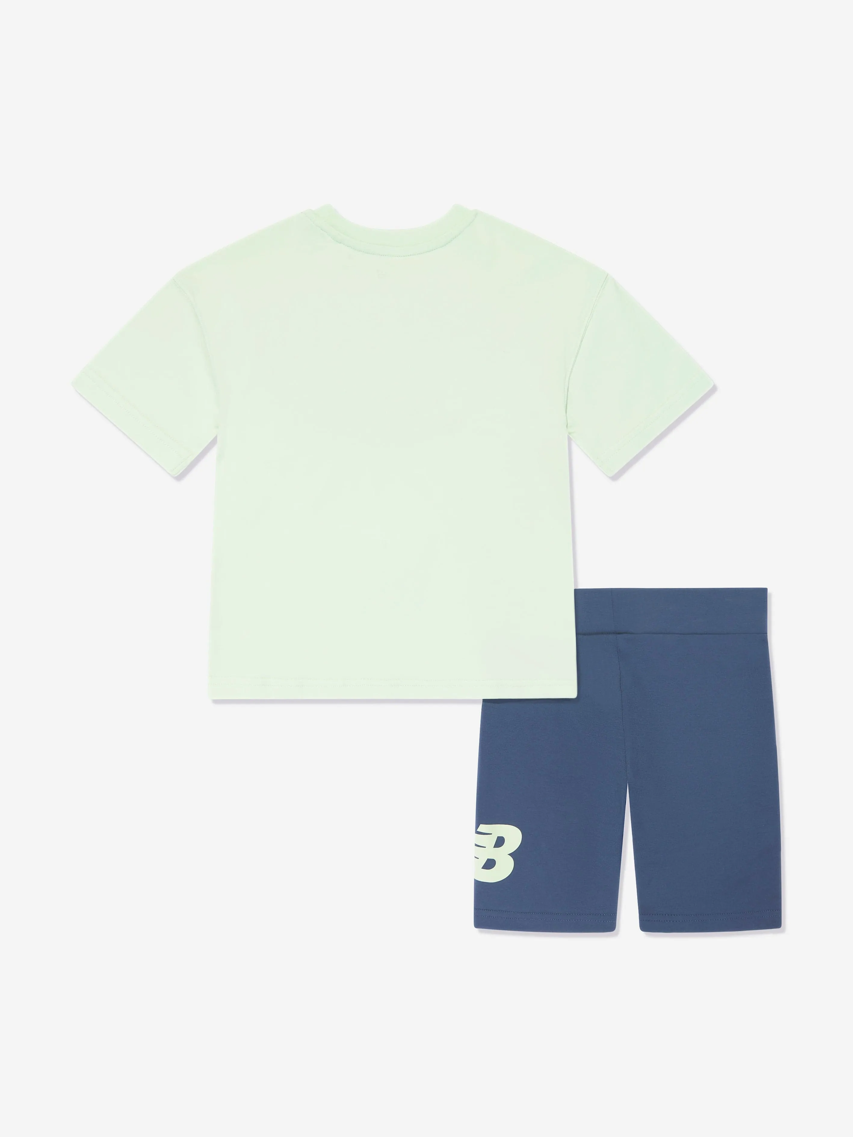 New Balance Girls Stacked Logo T-Shirt and Shorts Set in Green