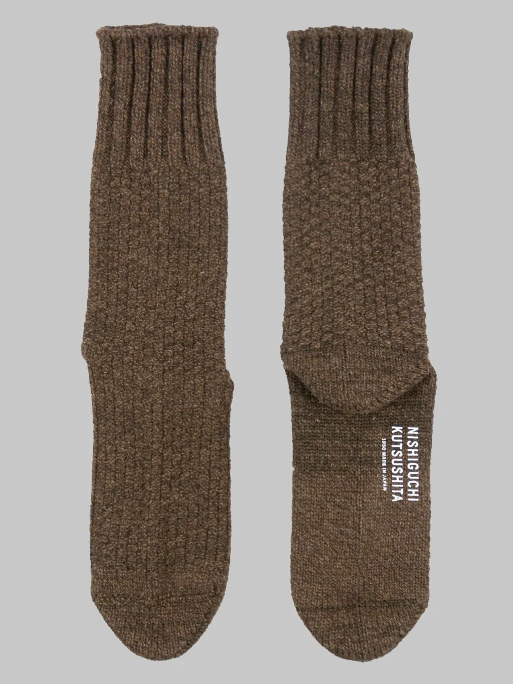 Nishiguchi Kutsushita Wool Cotton Boot Socks Brown