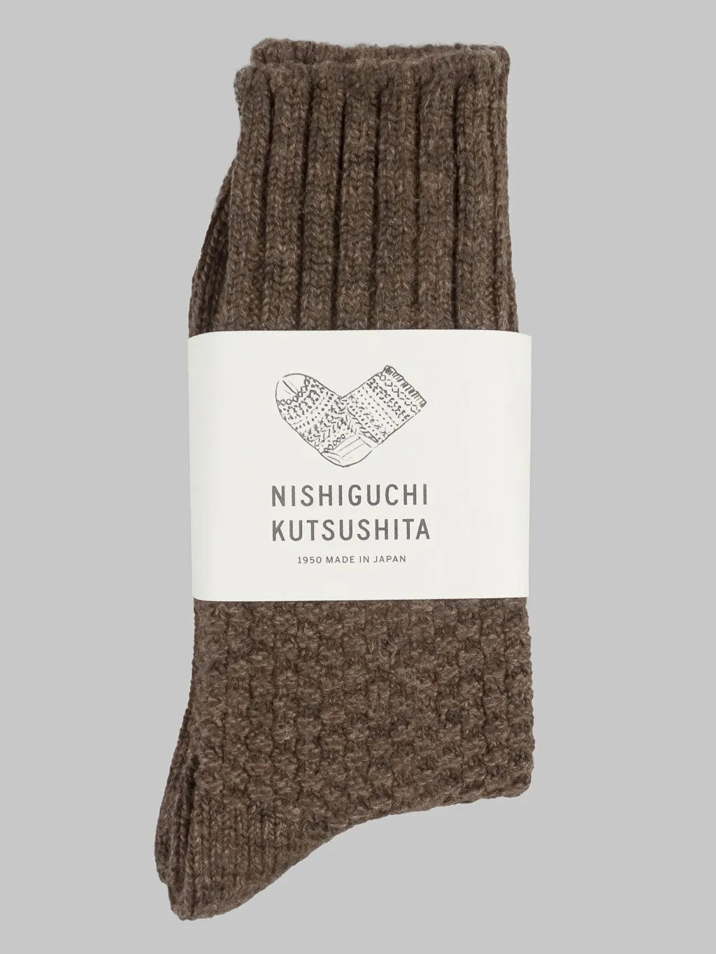 Nishiguchi Kutsushita Wool Cotton Boot Socks Brown