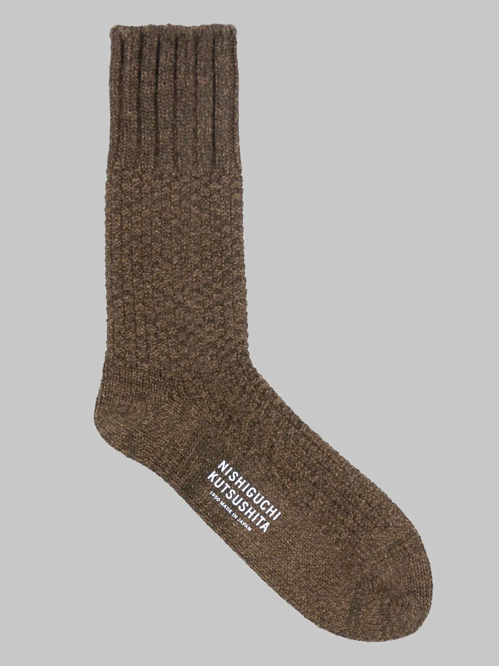 Nishiguchi Kutsushita Wool Cotton Boot Socks Brown