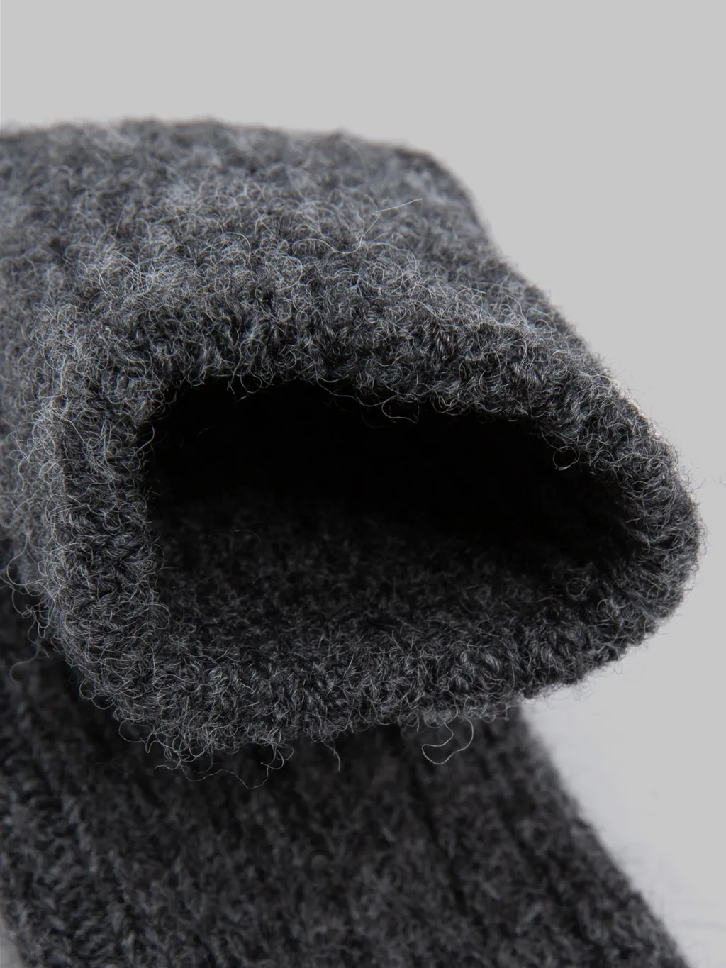 Nishiguchi Kutsushita Wool Ribbed Socks Charcoal