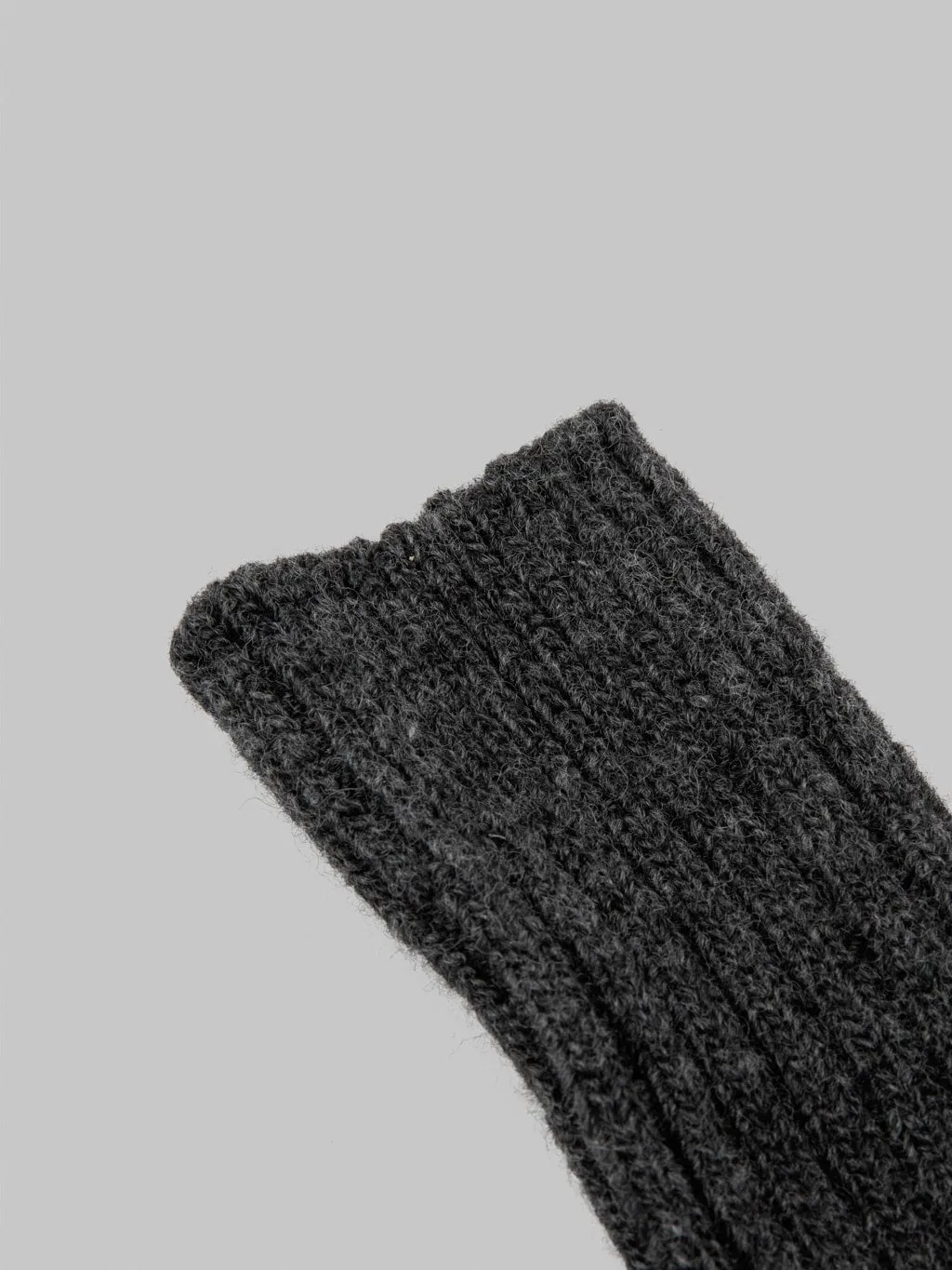 Nishiguchi Kutsushita Wool Ribbed Socks Charcoal