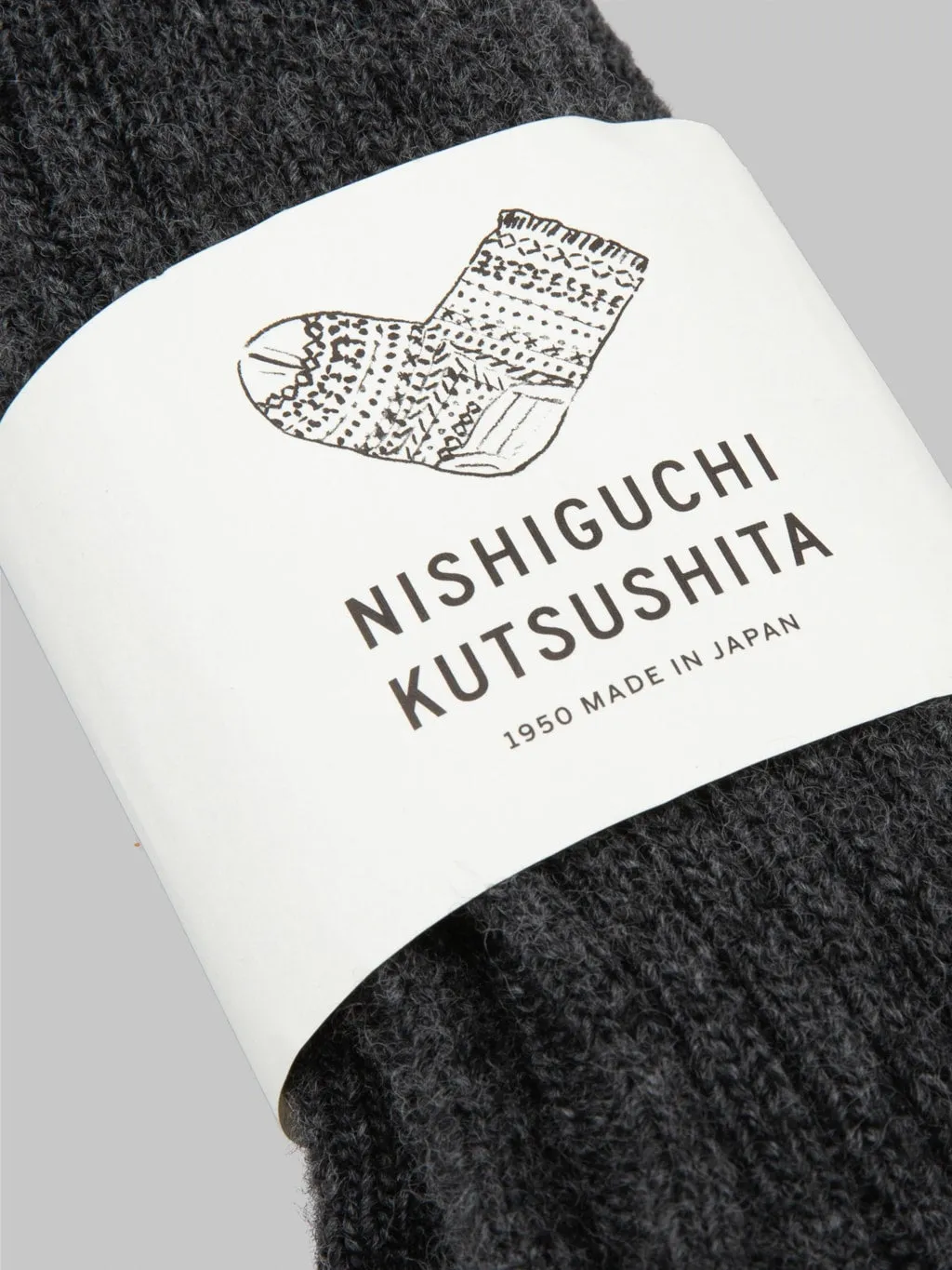 Nishiguchi Kutsushita Wool Ribbed Socks Charcoal