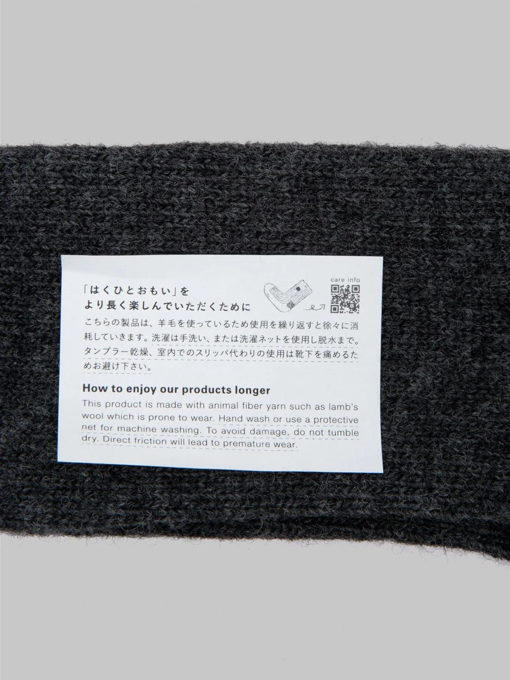 Nishiguchi Kutsushita Wool Ribbed Socks Charcoal