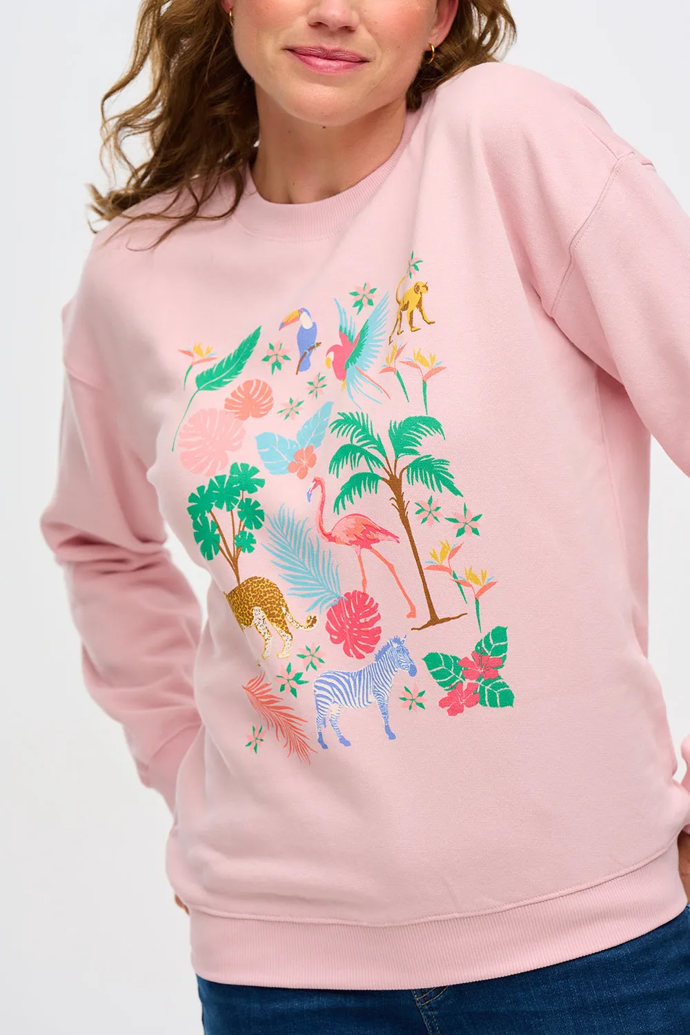 Noah Sweatshirt - Peach. Tropical Safari