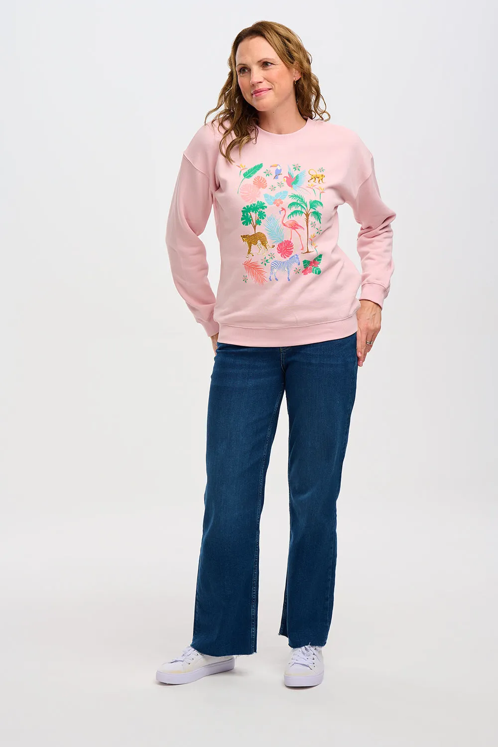 Noah Sweatshirt - Peach. Tropical Safari