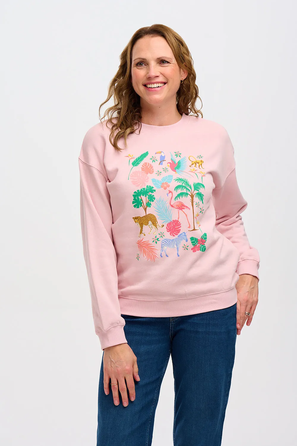 Noah Sweatshirt - Peach. Tropical Safari