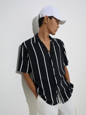 Nuon Black Striped Relaxed-Fit Shirt