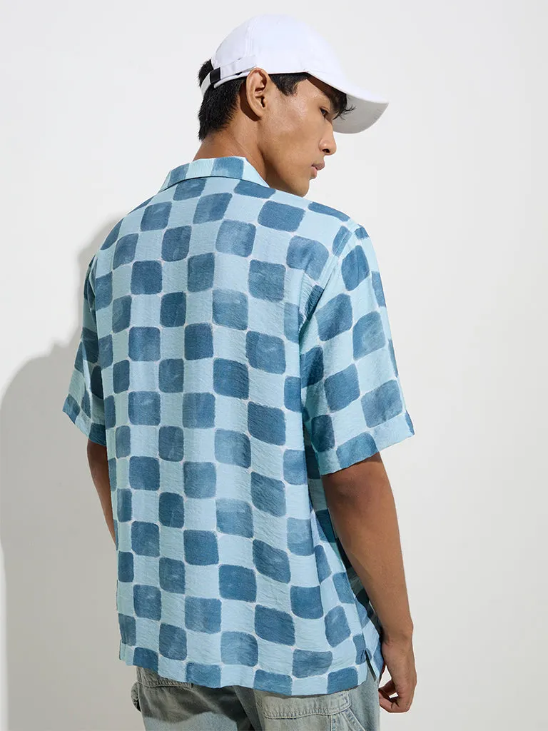 Nuon Blue Abstract Design Relaxed-Fit Shirt