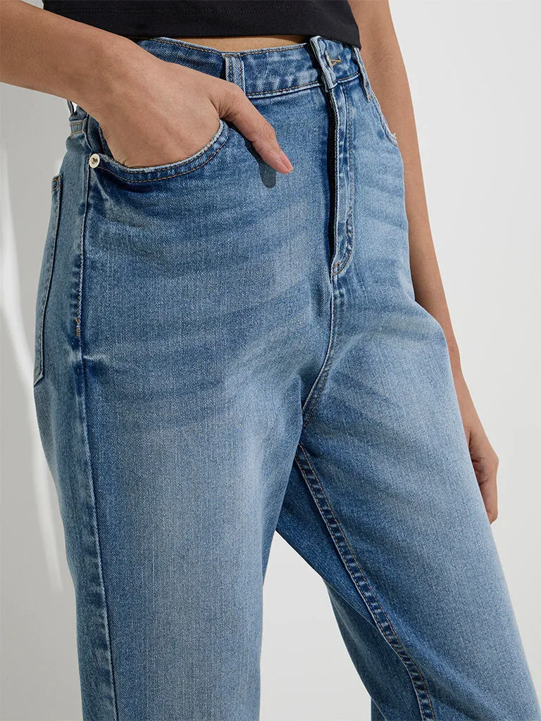 Nuon Blue Relaxed-Fit High-Rise Jeans