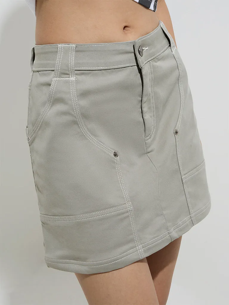Nuon Sage Mid-Rise Cotton-Blend Skirt
